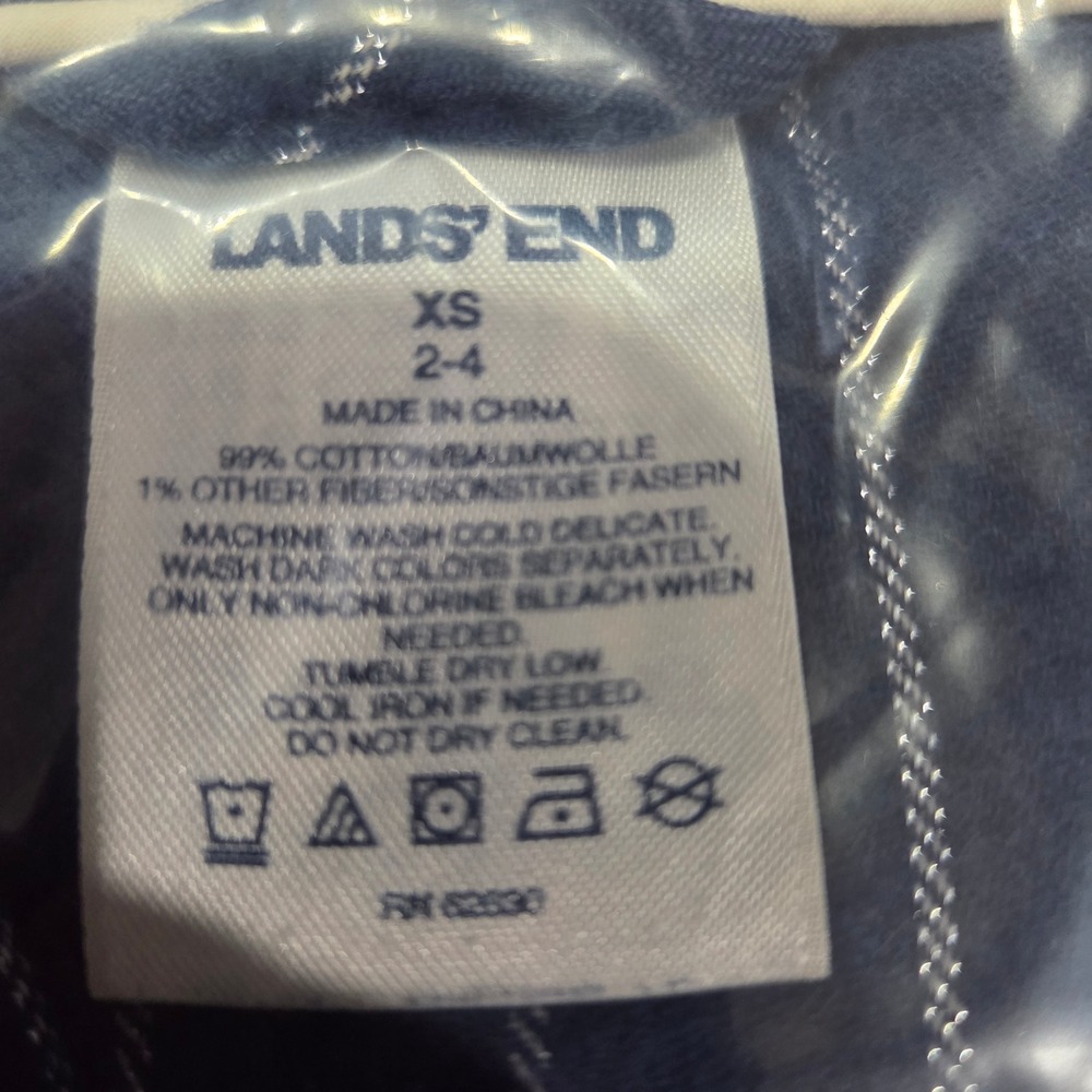 Lands End Nightgown Women's XS Blue Flannel Striped Button Up Long Sleeve Cotton - Picture 7 of 7